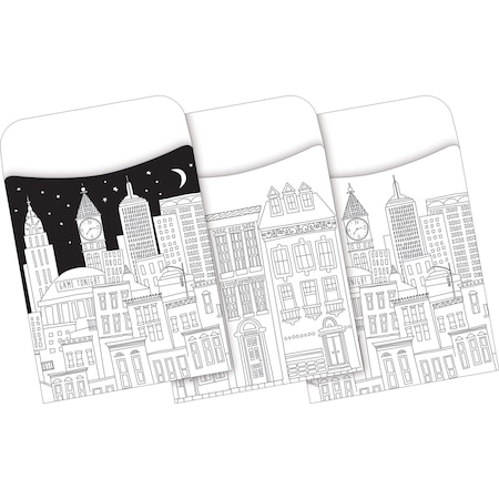 Color Me! Cityscapes Peel & Stick Library Pockets, Multi-Designs, 30/Pack